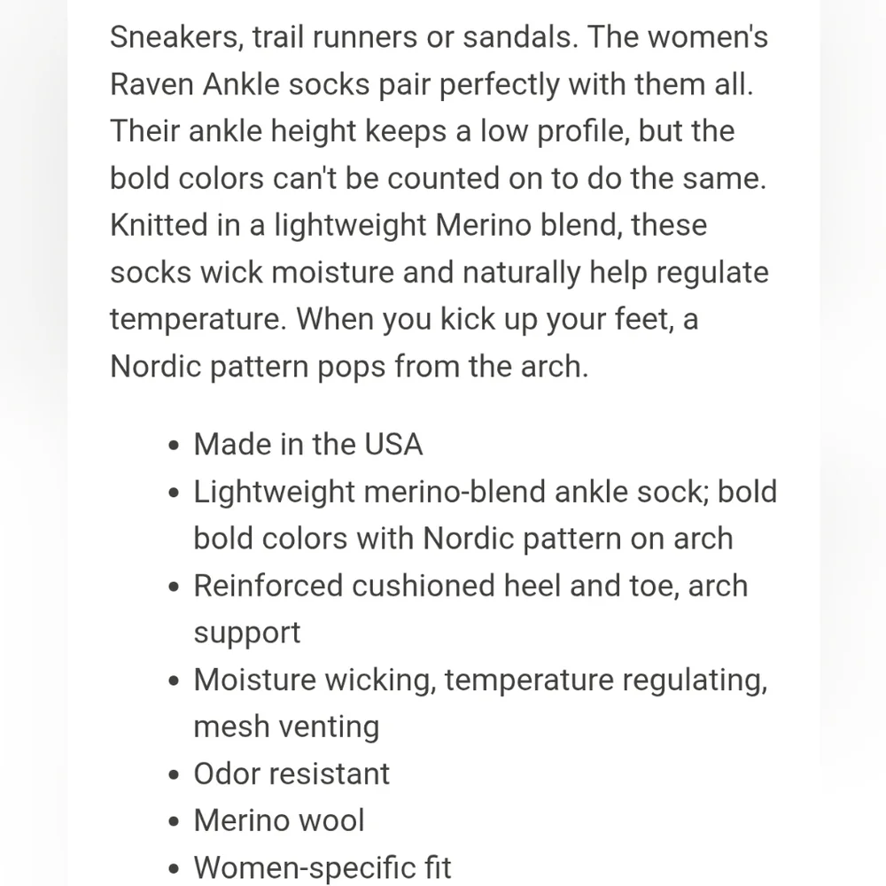 Pistil Socks Raven Ankle Black Scandi Print Wool Blend Womens Size Medium NEW